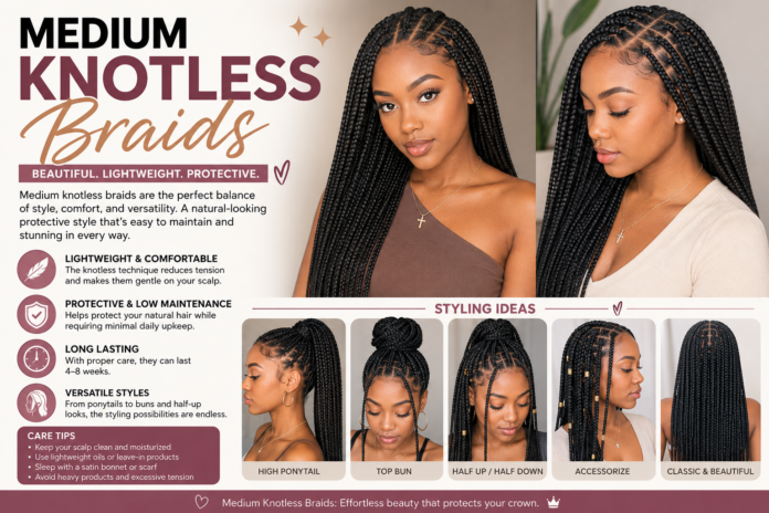 medium knotless braids